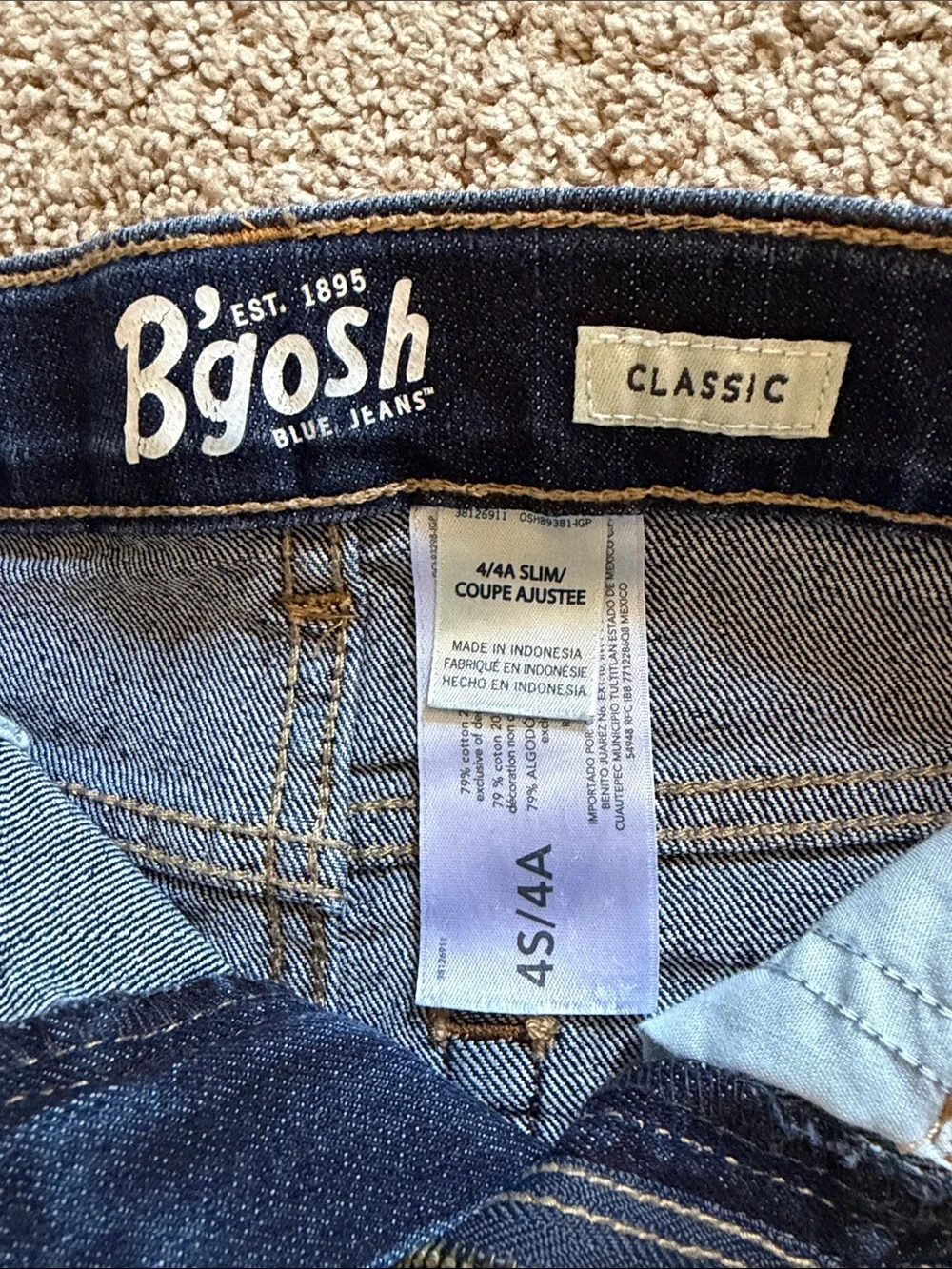 OshKosh B'gosh Boys Slim Fit Jeans - Dark Blue Denim - NWOT